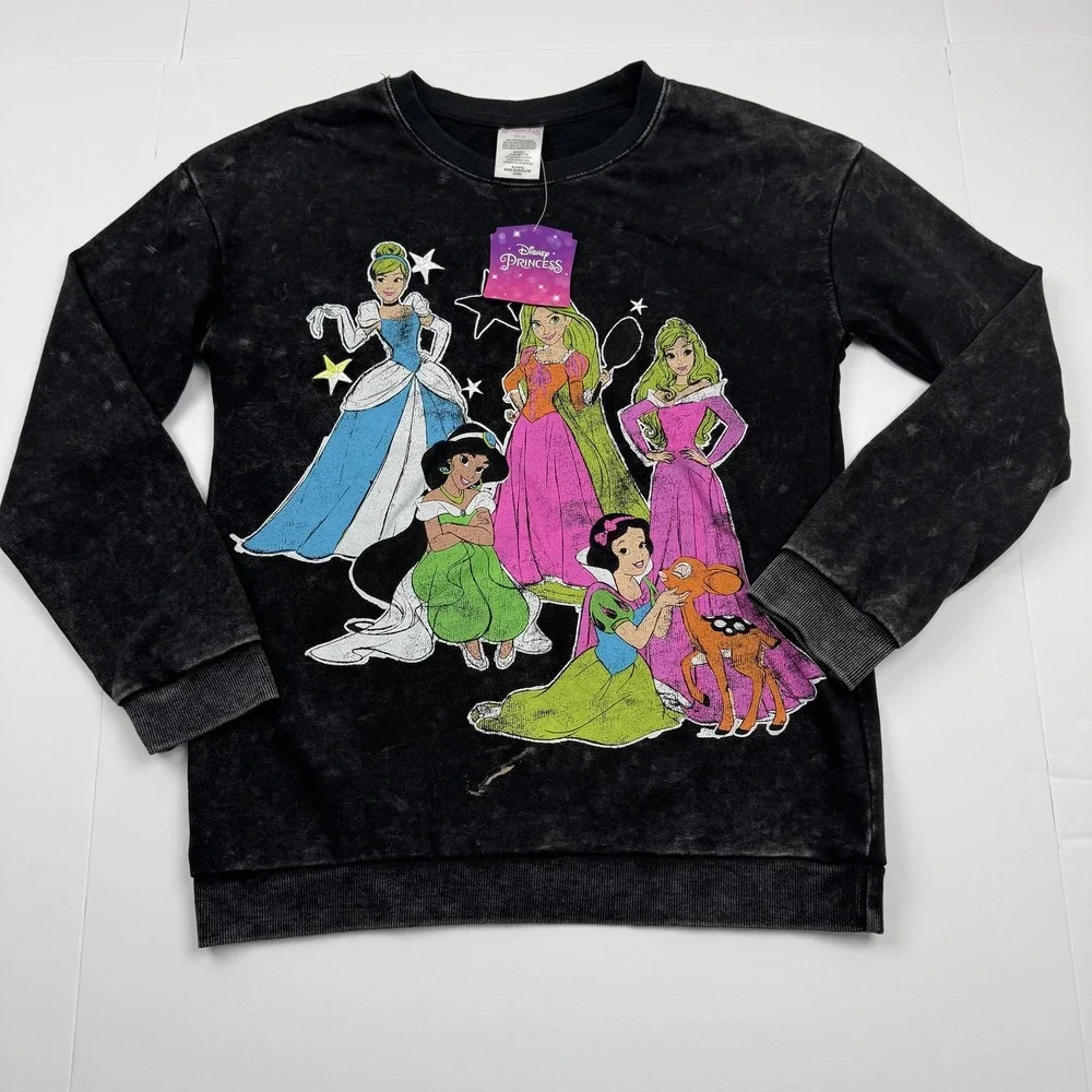 Disney Princess Sweatshirt Girls XL 14/16 Squad Cinderella Aurora Crewneck Pullo